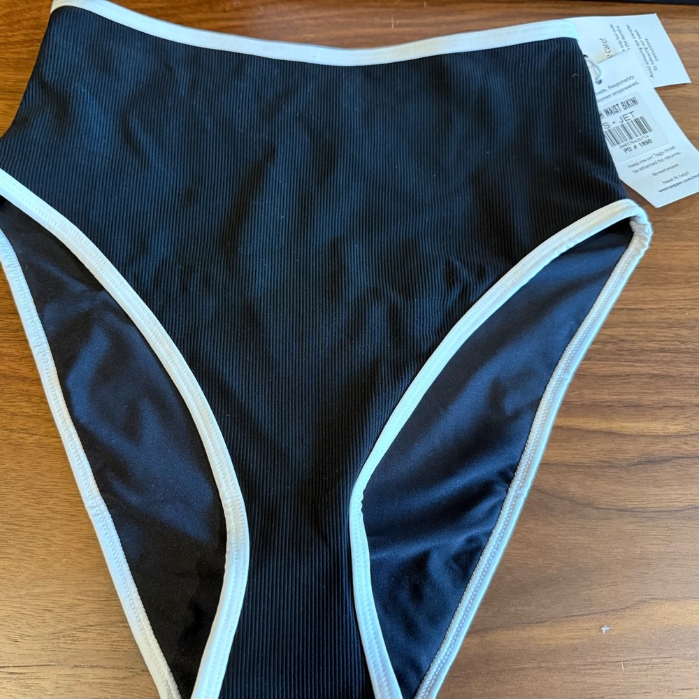 NWT Pepper High-Waist bikini bottom in Jet size S